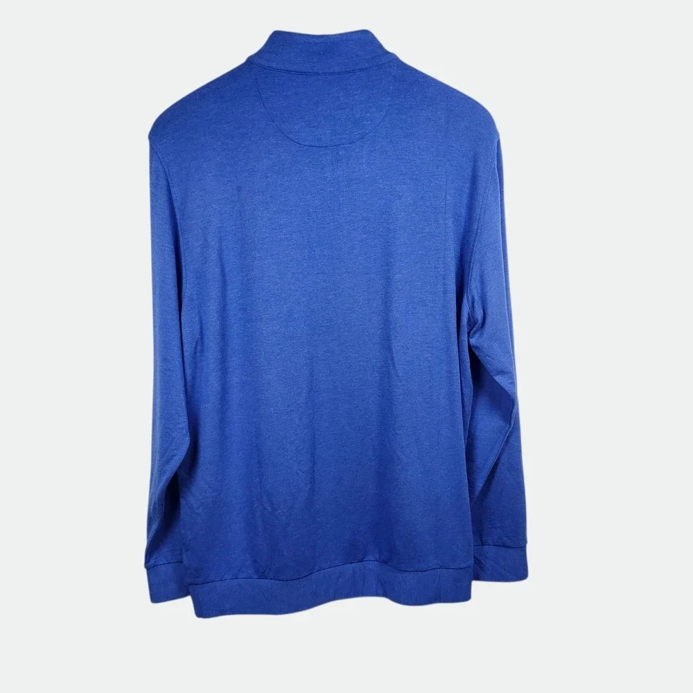 Half Zip Pullover Men's‎ LARGE Blue Cashmere Blend Luxury GolfFull Turn CashTec